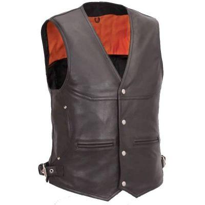 Biker Leather Vest with Pockets