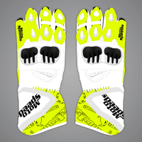 Alvaro Bautista White Motorcycle Gloves SBK 2024 upper view
