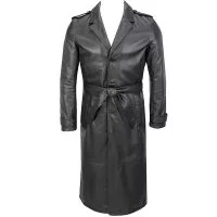 black leather trench coat