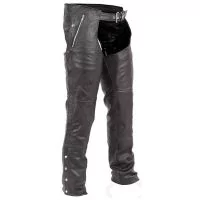 biker leather chaps black