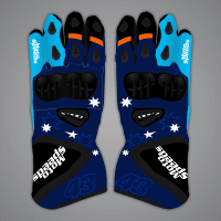 Blue Biker Gloves