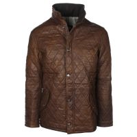 Brown Diamond Leather Jacket front view