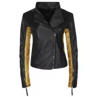 Ladies Sovereign Black & Gold Leather Jacket front view