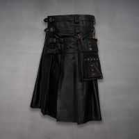 Leather Mens Gothic Kilt side view
