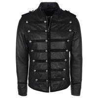 Prince Military Biker Leather Jacket front view