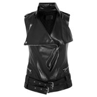 black leather vest womens