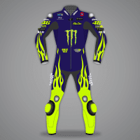 Valentino Rossi Yamaha Blue Motorbike Leathers 2024 front view